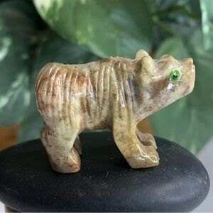 Miniature BEAR Stone Carving Mini Figurine Soapstone Spirit Animal Figure 1.5"
